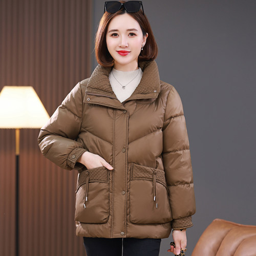 大码棉服女2025冬装新款小个子时尚立领加厚保暖宽松红色棉衣外套