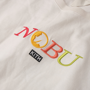 kith联名nobu刺绣经典 T恤 bogo字母标志宽松白色长袖