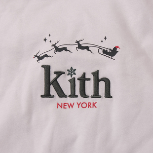 kith经典 T恤 字母logo刺绣标志圣诞节长袖