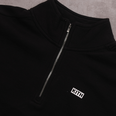 kith短款宽松纯色黑色半拉链bogo经典字母标志女款套头卫衣