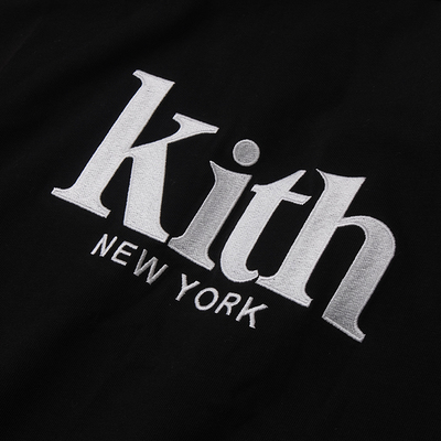 kith纯棉圆领刺绣经典字母标志logoT恤 胸口大标宽松情侣款