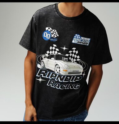 ripndip 赛车系列 成衣染色脏黑色男款短袖T恤