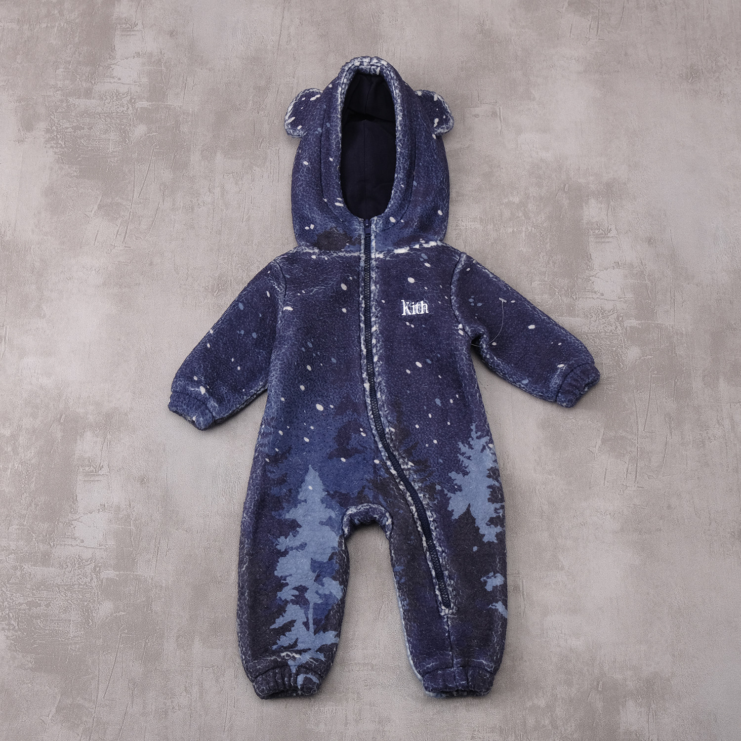 kith蓝色星空连帽爬爬服连体经典刺绣字母标志婴儿装外套童装外套