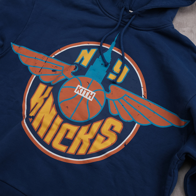 kith联名限定大联盟刺绣经典标志宽松圆领套头卫衣帽衫