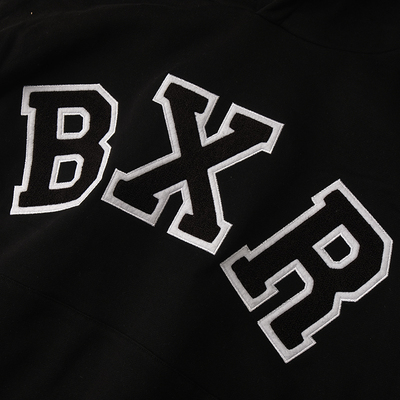 born x raised BXR经典刺绣标志黑色连帽套头卫衣帽衫