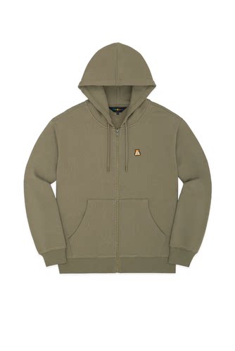 teddy fresh军绿色经典款小logo男款抓绒拉链外套