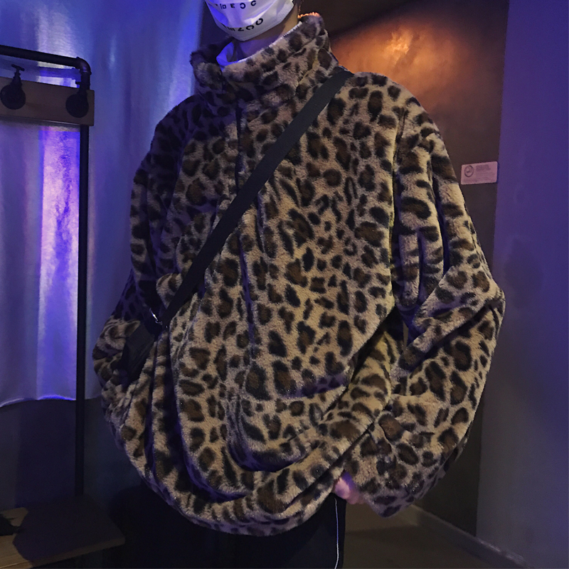秋冬季韩版潮流宽松bf豹纹卫衣男女情侣装加厚ulzzang外套上衣ins