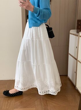 韩系甜美淑女风白色半身裙女2026