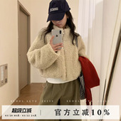 新款 毛毛外套女2025冬季 亲肤保暖拉链上衣 皮毛一体立领短款 韩版