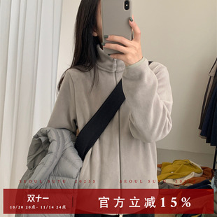 纯色简约立领德绒外套女2025秋冬新款 休闲风宽松显瘦百搭叠穿上衣