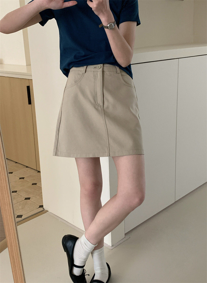 半裙A字裙女2025夏季新款高腰百搭复古半身裙女牛仔短裙包臀裙