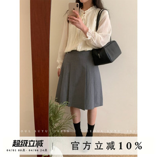 韩系学院风气质百搭百褶半身裙子女2026春季 高腰显瘦a字短裙 新款