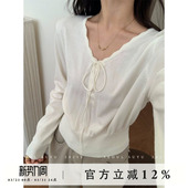 显瘦简约内搭上衣 修身 韩系温柔风v领纯色针织上衣女2026春季 新款