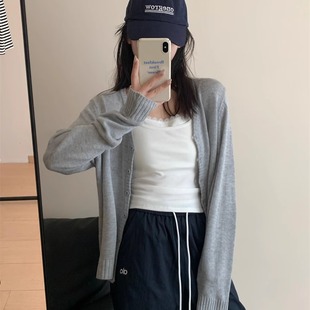 宽松百搭显瘦温柔时尚 韩版 新款 软糯轻薄V领开衫 针织上衣 2025夏季