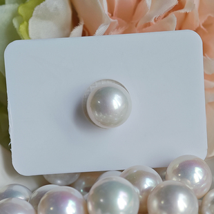 天然淡水有核珍珠爱迪生白色珍珠正圆散珠大尺寸无孔裸珠吊坠戒指
