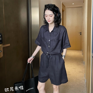 欧尼来了欧货洋气个性工装连体短裤女夏季收腰时尚减龄百搭衣服