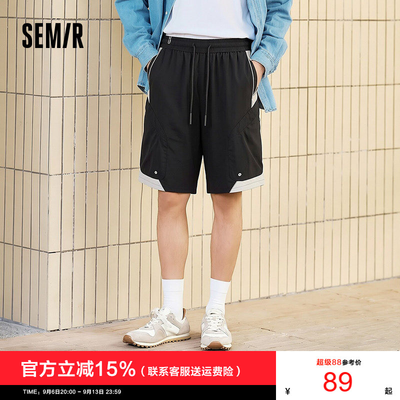 森马休闲裤男夏轻薄户外运动裤oversize侧边拉链贴袋短裤时尚百搭