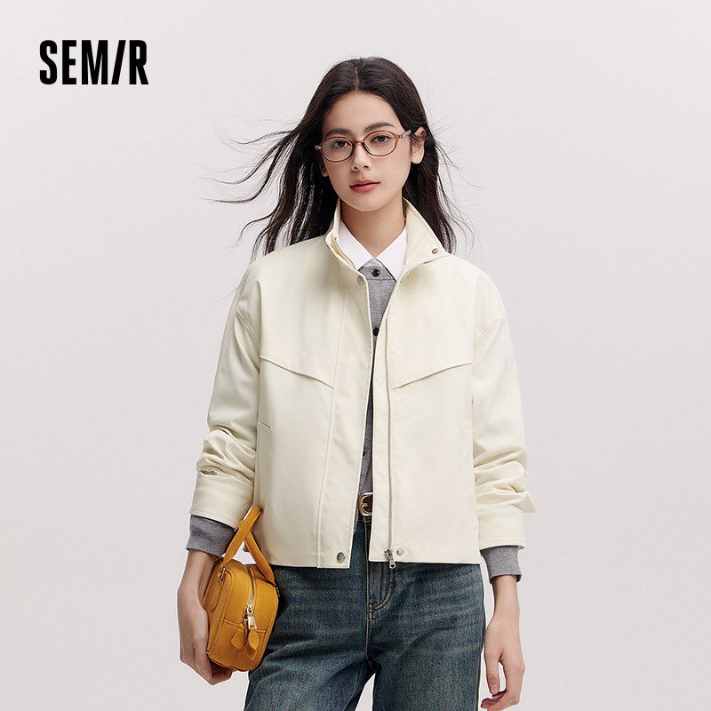 都市护身服|森马外套女春季三防防风纯色立领抽绳上衣简约风夹克,女装/女士精品,短外套,淘宝优惠券,粉丝福利购,淘宝优惠卷