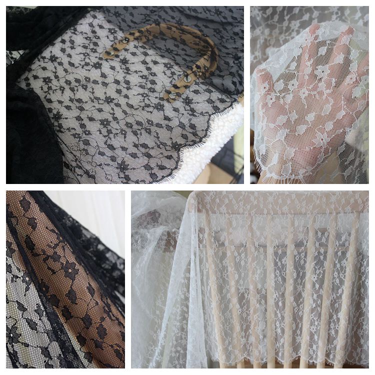 DIY婚纱头纱披肩裙罩衣服饰品辅料面料 出口剪线碎花睫毛蕾丝花边