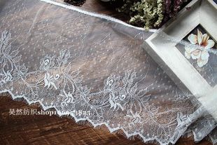 出口欧式 手工diy服饰头纱辅料布料 优质单边睫毛蕾丝花边 宽24CM