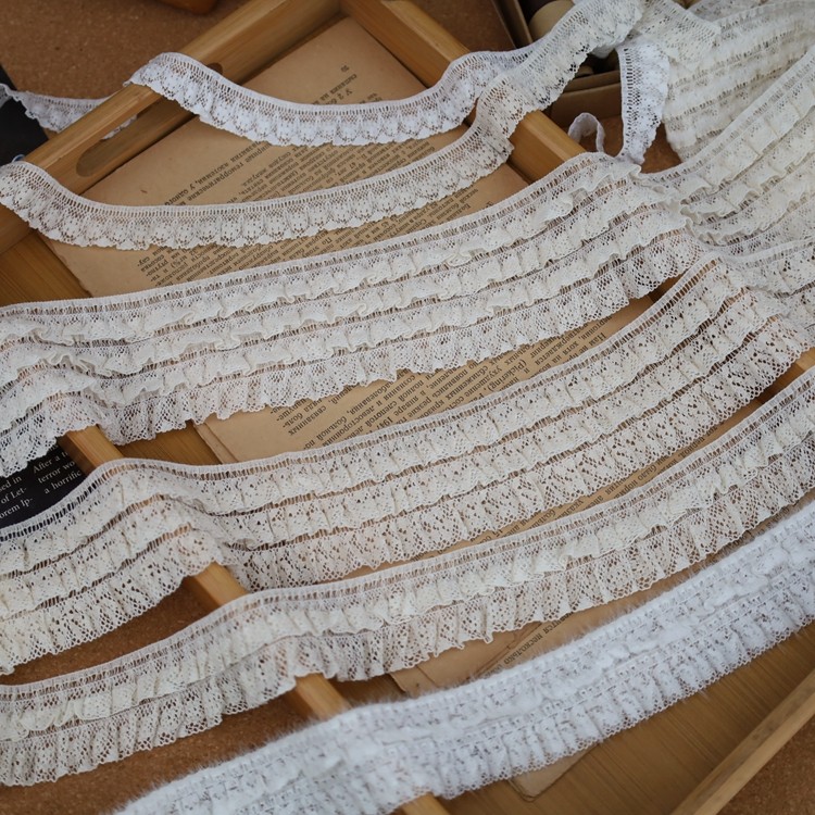1米价单边弹力纯棉线压褶松紧花边 手工服装拼接装饰蕾丝服饰辅料