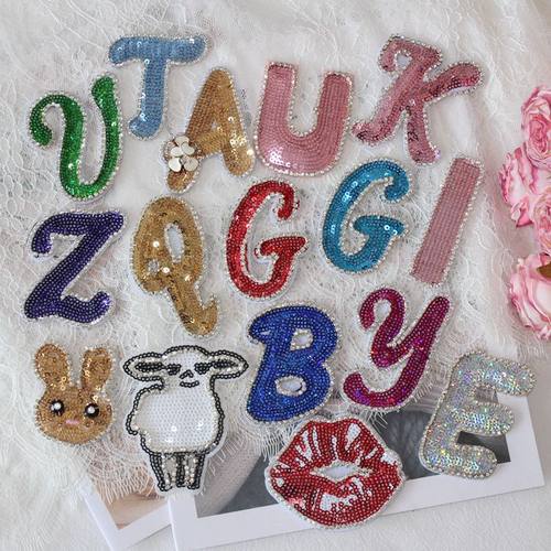 背胶t恤装饰布贴亮片字母辅料