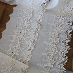 饰辅料 拼接缝纫衣服裙边加长装 水洗杏单边棉线刺绣棉布花边 服装