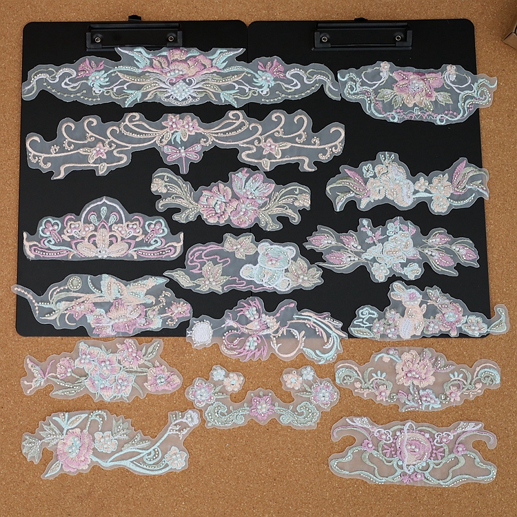 刺绣彩色花朵钉珠服装辅料