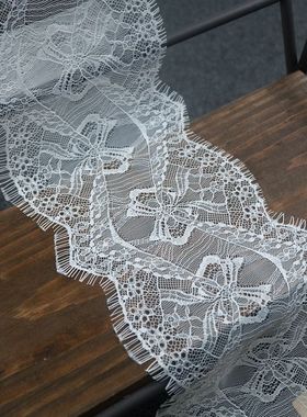 宽15CM1条长3米手工DIY服饰辅料 精美蝴蝶结睫毛蕾丝花边面料布料