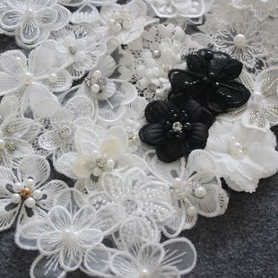 饰补破洞贴补丁贴花时尚 衣服装 单个价 DIY 花朵钉珠蕾丝布贴