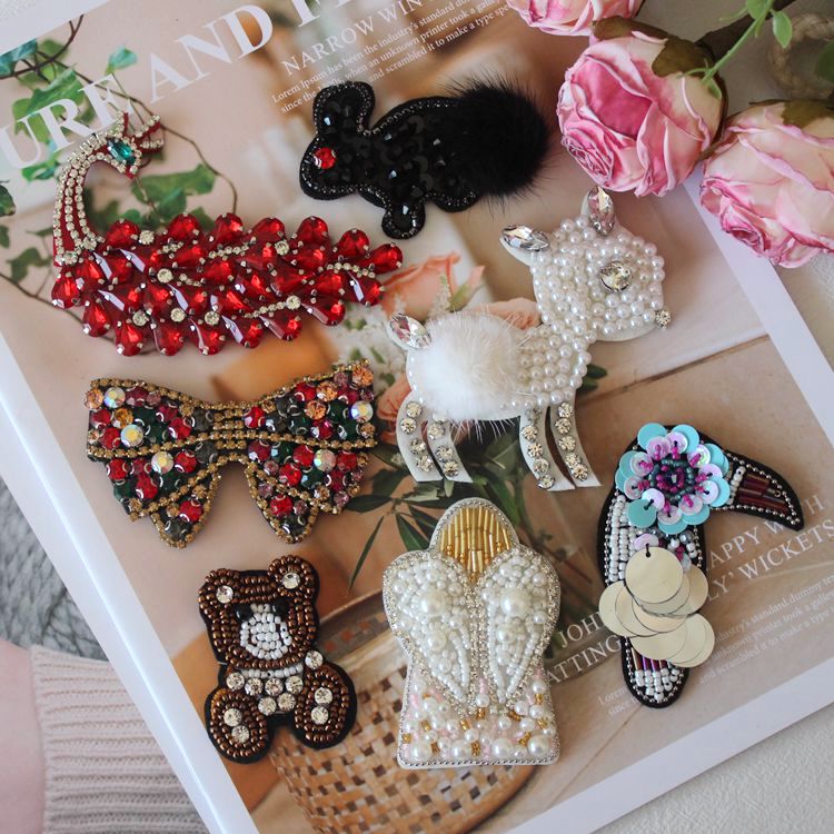 重工立体小丑蜜蜂蝴蝶结饰品布贴