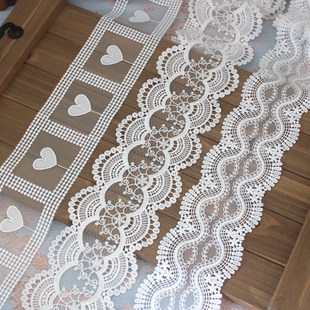 高品质锁边欧根纱网纱牛奶丝刺绣蕾丝花边服装辅料 DIY拼接材料