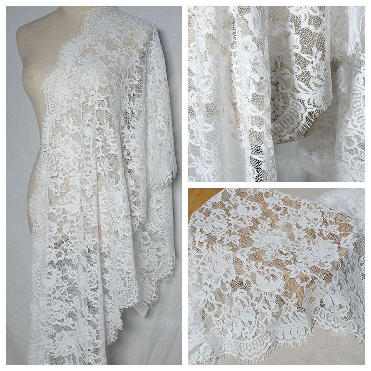 宽50CM 优质精美骨线睫毛蕾丝面料布料 DIY高档礼服婚纱家居辅料