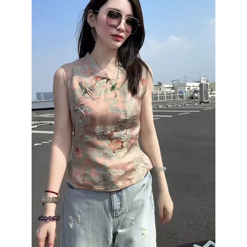 夏季新中式国风粉色轻奢减龄衬衫