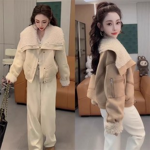 秋冬网红新款 高端洋气时髦炸街皮毛一体设计女士外套 显气质瘦时尚