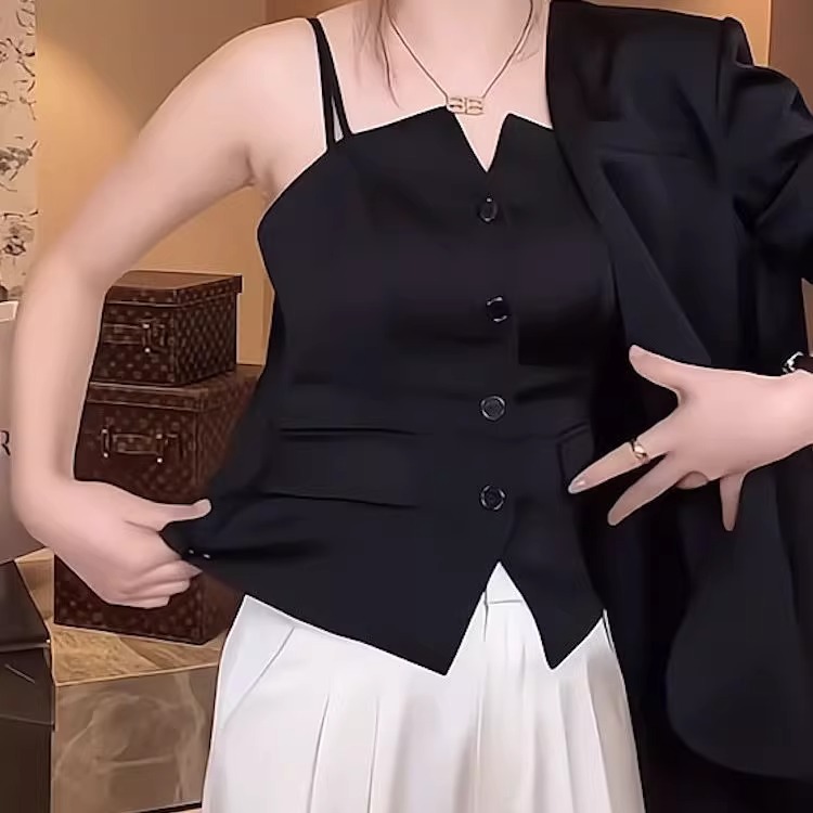 黑色修身背心吊带女夏季