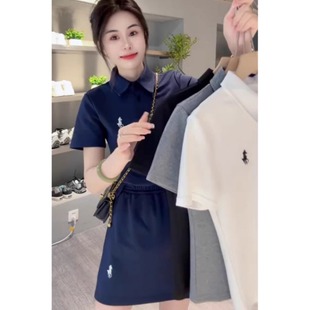 新款 休闲小马T恤衬衫 欧洲站夏季 韩版 潮 女简约时尚 半身裙两件套装