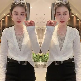 女性感重工珠珠V领提花百搭显瘦打底衫 2025冬季 小衫 时尚 网红新款