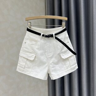 短裤 白色口袋阔腿牛仔裤 显瘦洋气休闲A字工装 新款 子 女2026年夏季