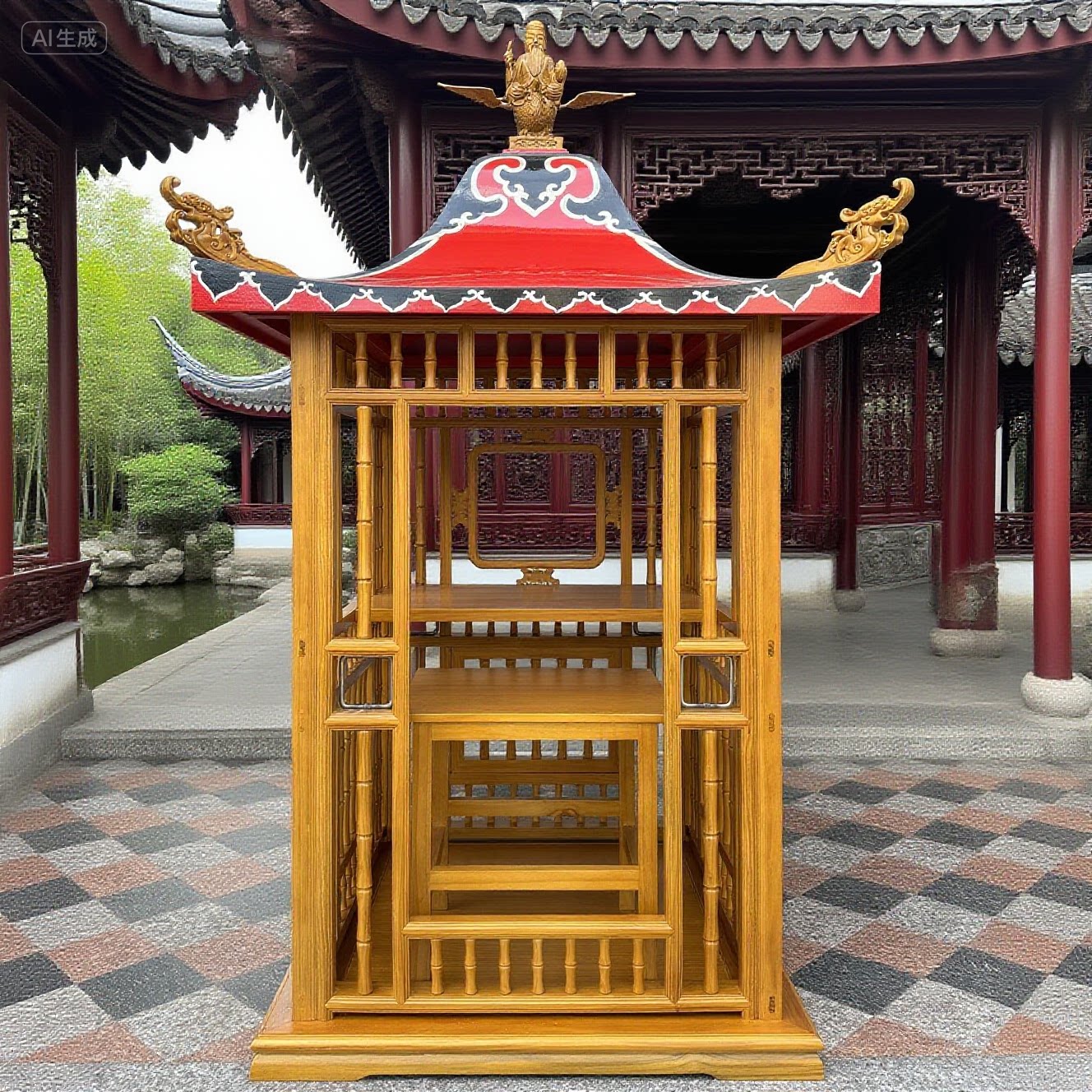 竹节镂空撵轿文轿神明出巡轿子