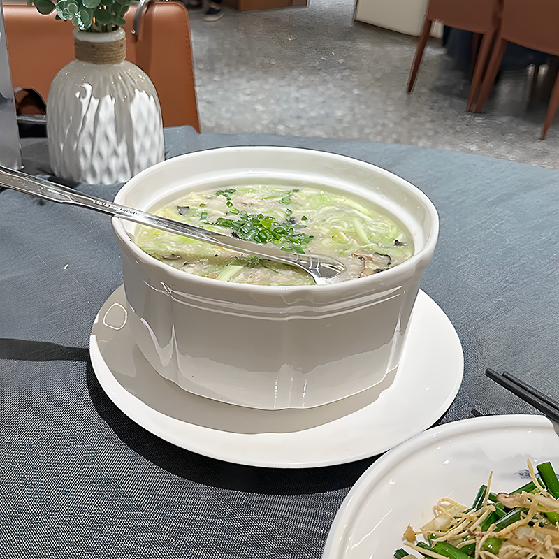 酒店中厨餐具高身汤盘汤窝汤煲圆形陶瓷后厨热菜盘子深盘陶瓷餐具