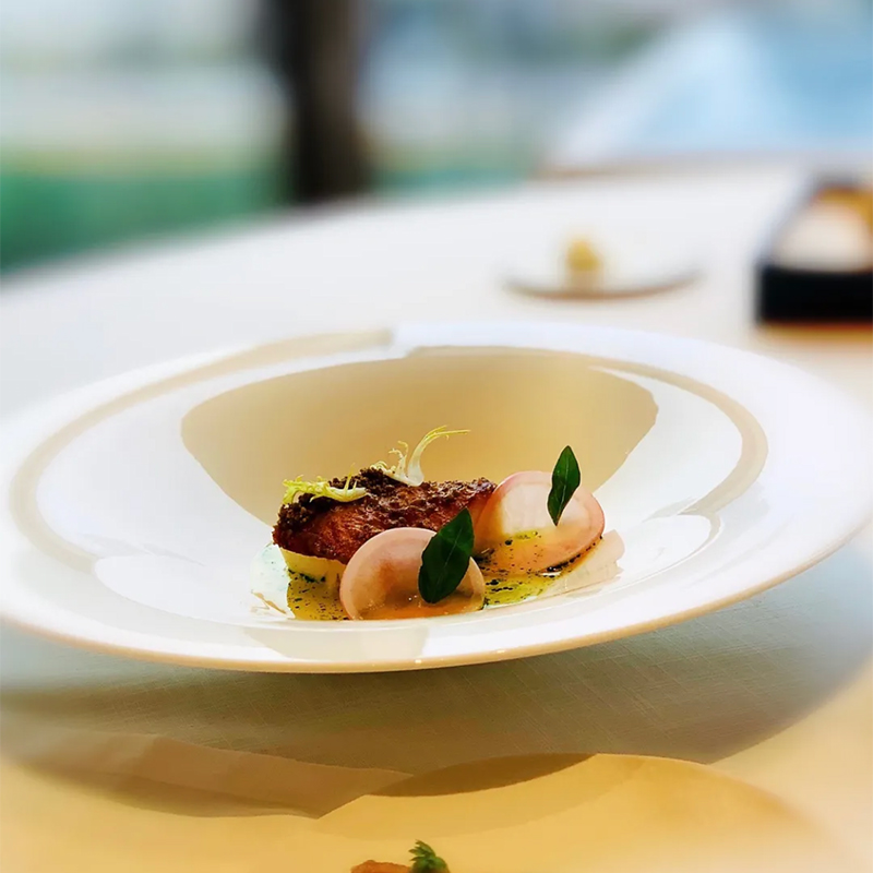 中厨餐具斗笠小脚冷菜融合会所盘