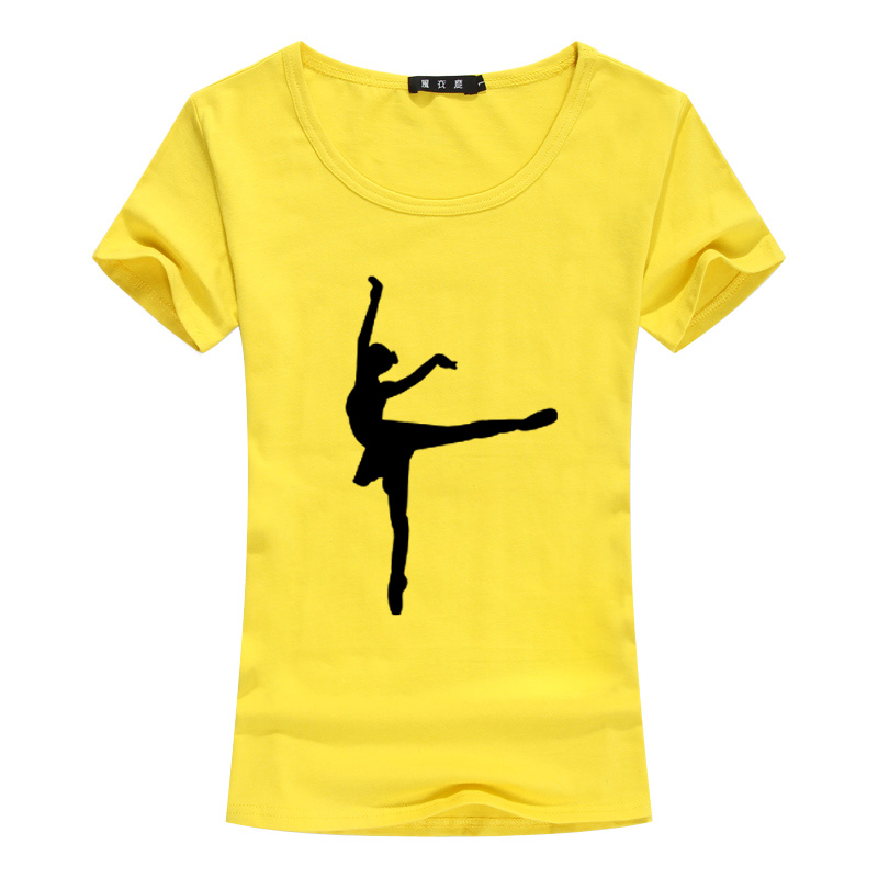 新款夏季卡通芭蕾舞蹈训练服练功女士短袖t恤圆领体恤