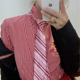 春秋季日系软妹可爱POLO领格子长袖衬衫女学生韩版宽松百搭学院风