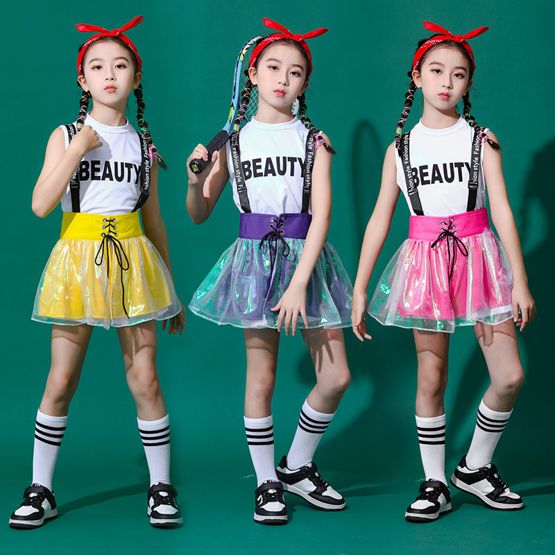 儿童爵士舞服装潮服学生女团啦啦队架子鼓女童比赛嘻哈现代舞套装