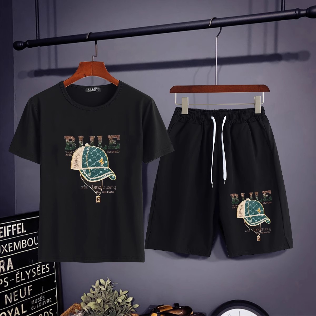 欧货男士t恤短袖短裤休闲套装