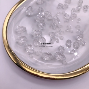 透明水滴玻璃珠diy水晶珠子串珠手工品配件材料DIY散珠 竖孔水滴