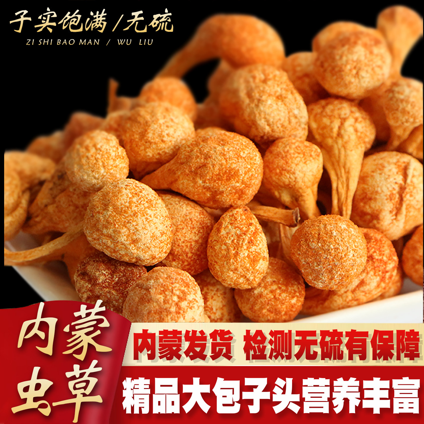 虫草花干货精选孢子头正品新鲜虫草菇金北虫草蛹虫草250克煲汤料