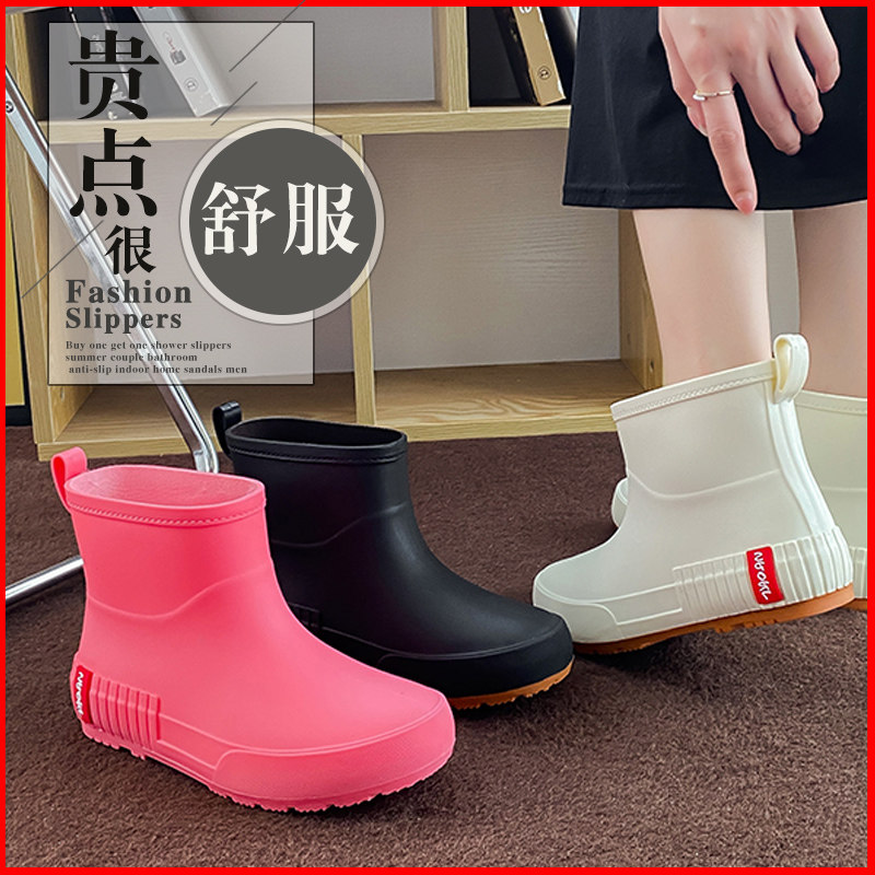 日系雨鞋女款时尚外穿雨靴短筒防水轻便套鞋水鞋新款水靴防滑胶鞋