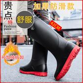 防滑束口长高筒防水户外露营钓鱼防蛇咬水鞋 男款 加厚胶鞋 德系雨鞋